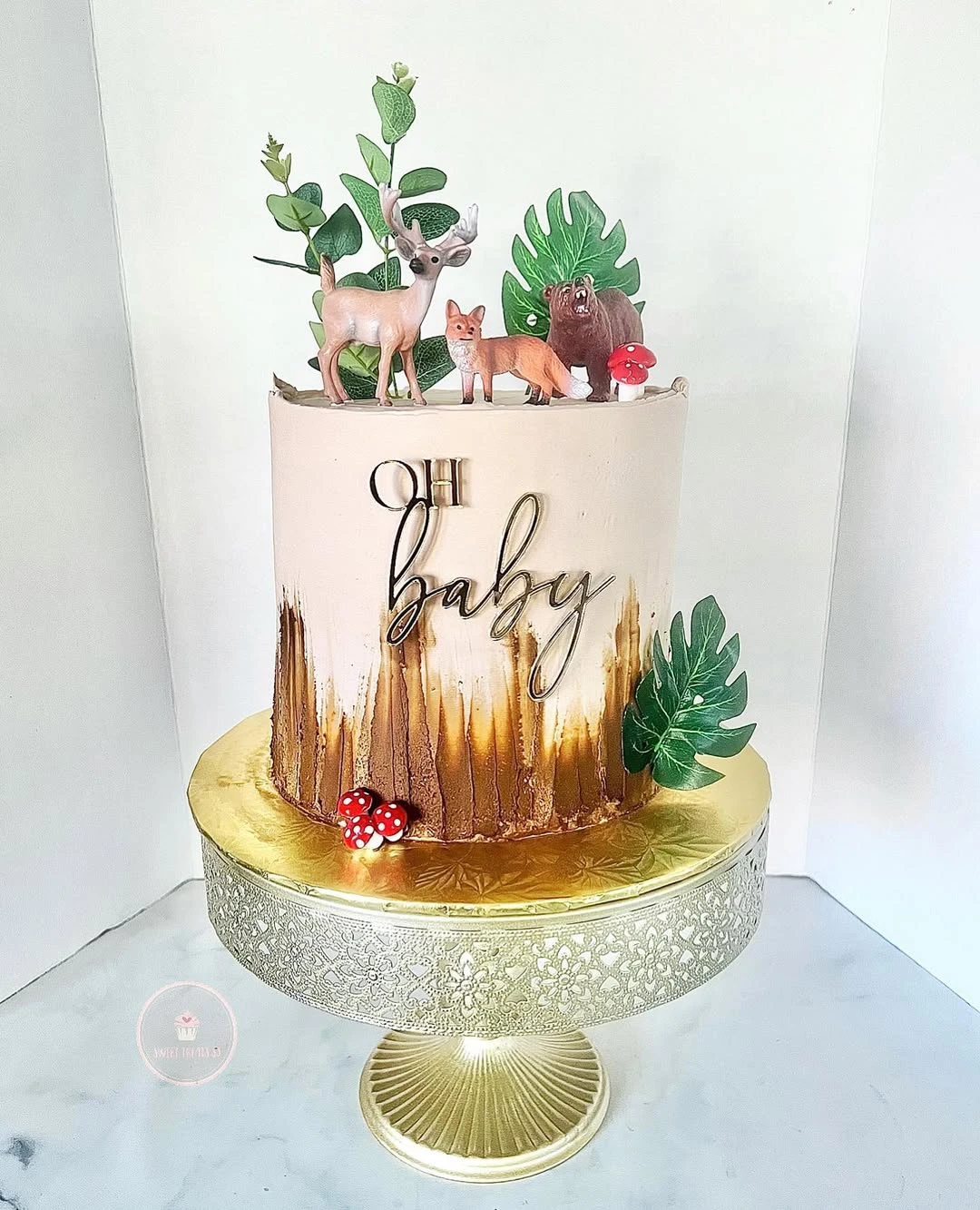 Bark-Effect Textured Cake woodland baby shower