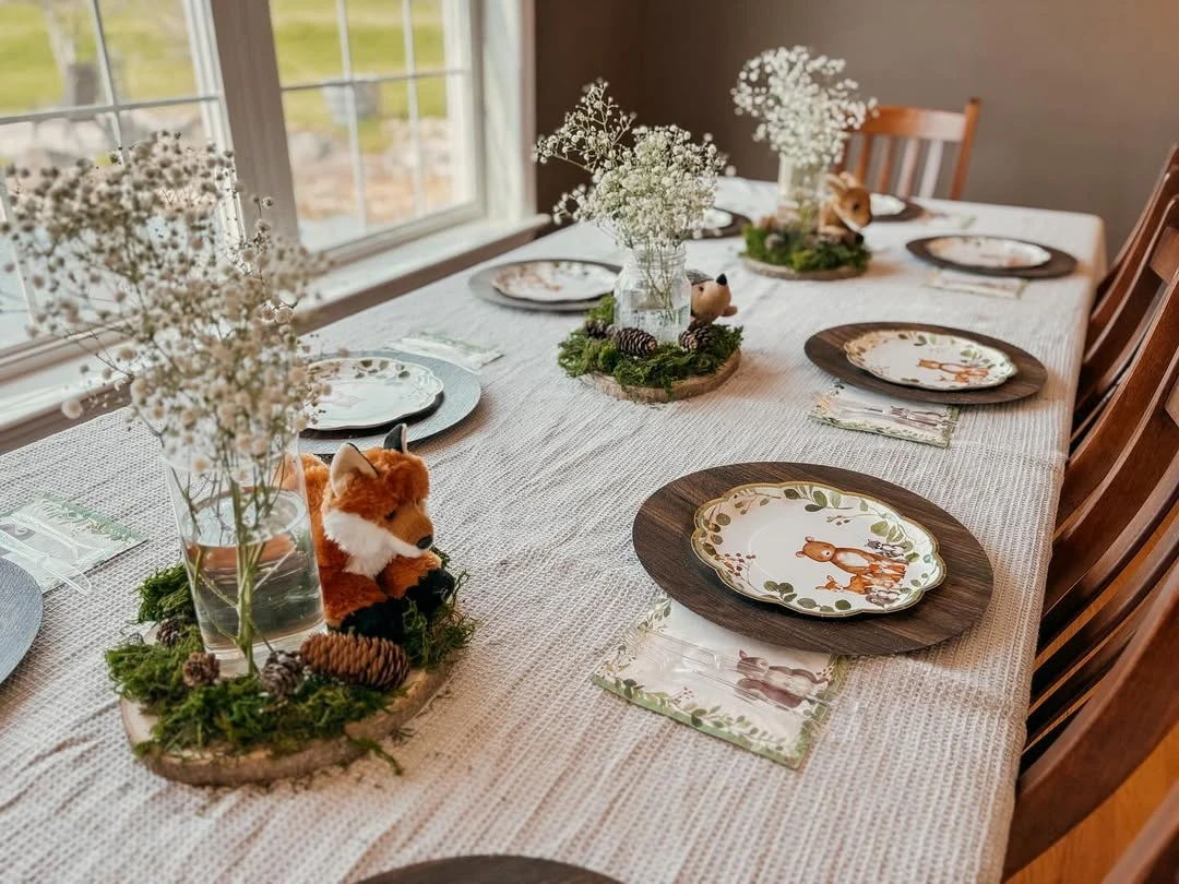 Plush Animal Table Accents woodland baby shower