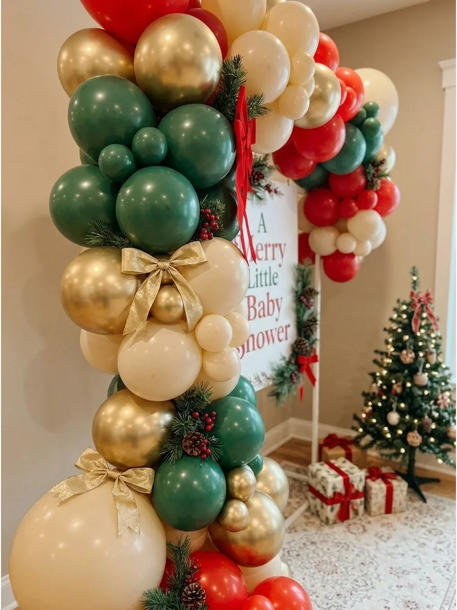 Merry Little Baby Shower Balloon Backdrop support view 1