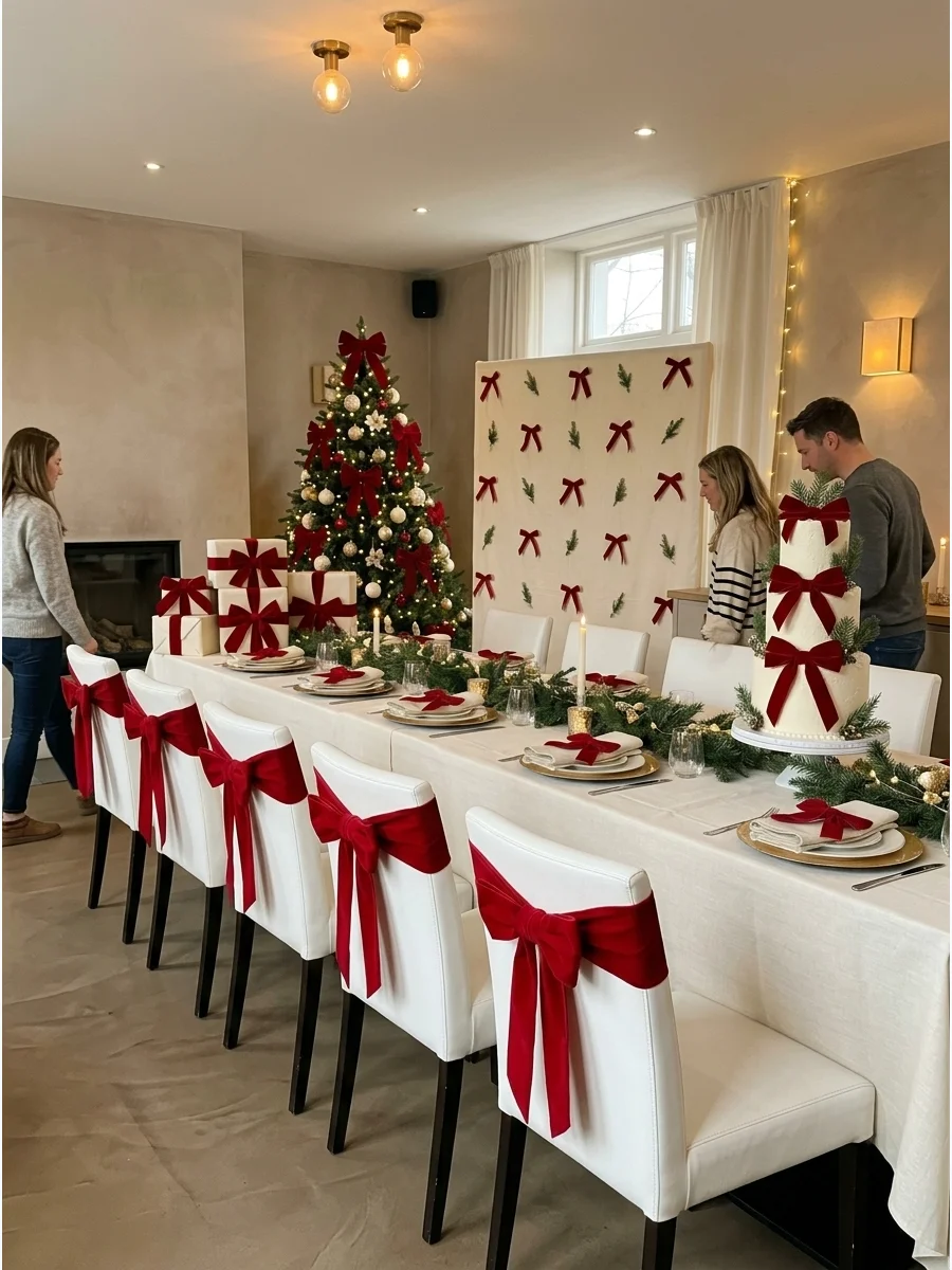 Red Bow Merry Little Baby Shower support view 1
