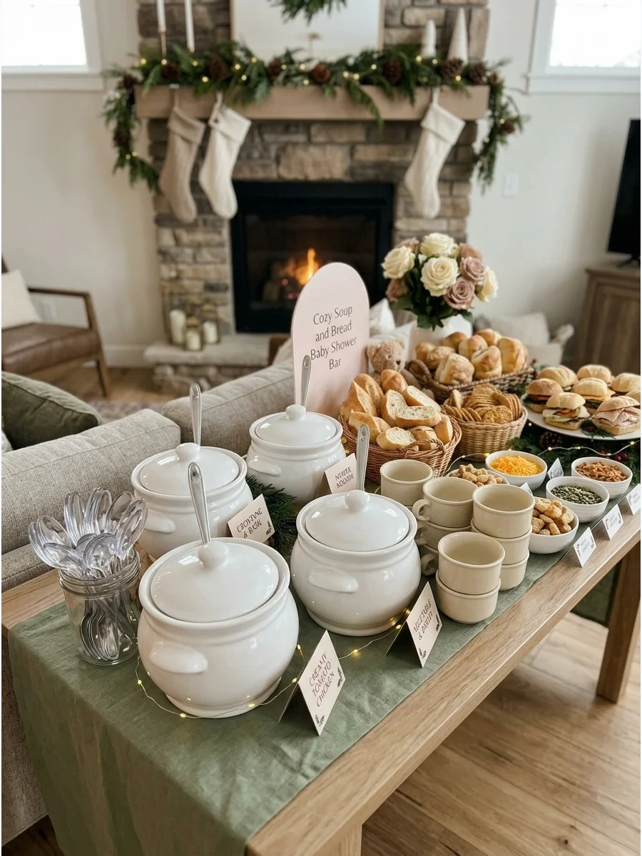 Cozy Soup and Bread Baby Shower Bar support view 1