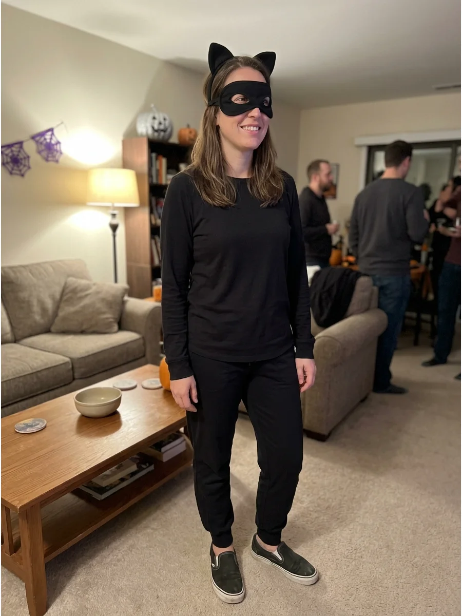 Sensory-Friendly Catwoman Costume. Use soft cotton clothing, lightweight fabric ears, and a loose eye mask rather than stiff costume materials. Avoid scratchy embellishments and se