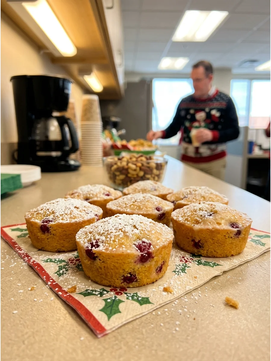 Mini cranberry orange cakes with a white sugar glaze.