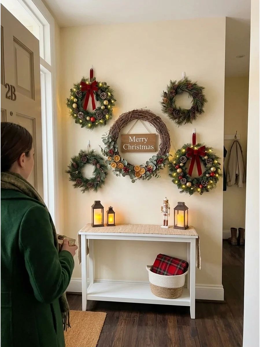 Christmas Wreath Welcome Wall support view 1