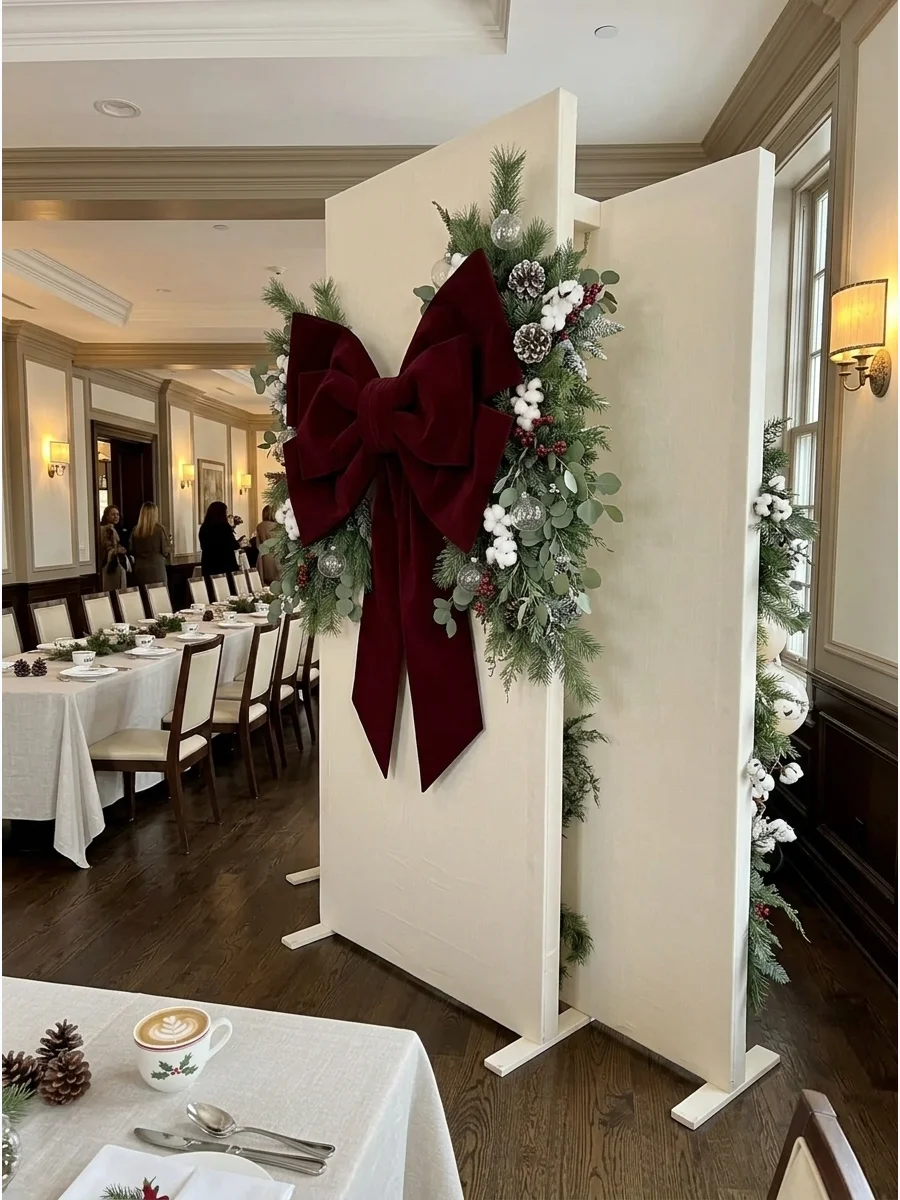 Giant Christmas Bow Baby Shower Backdrop support view 1