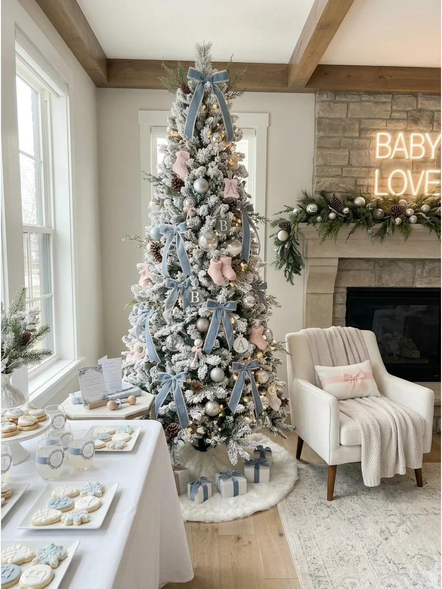 Christmas Tree Baby Shower Backdrop support view 1