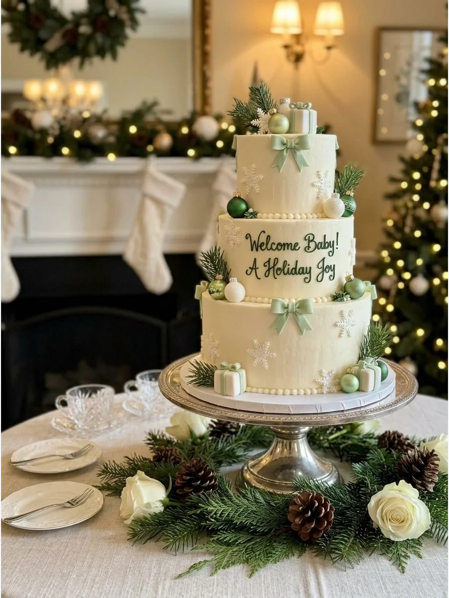 Christmas Baby Shower Cake support view 1