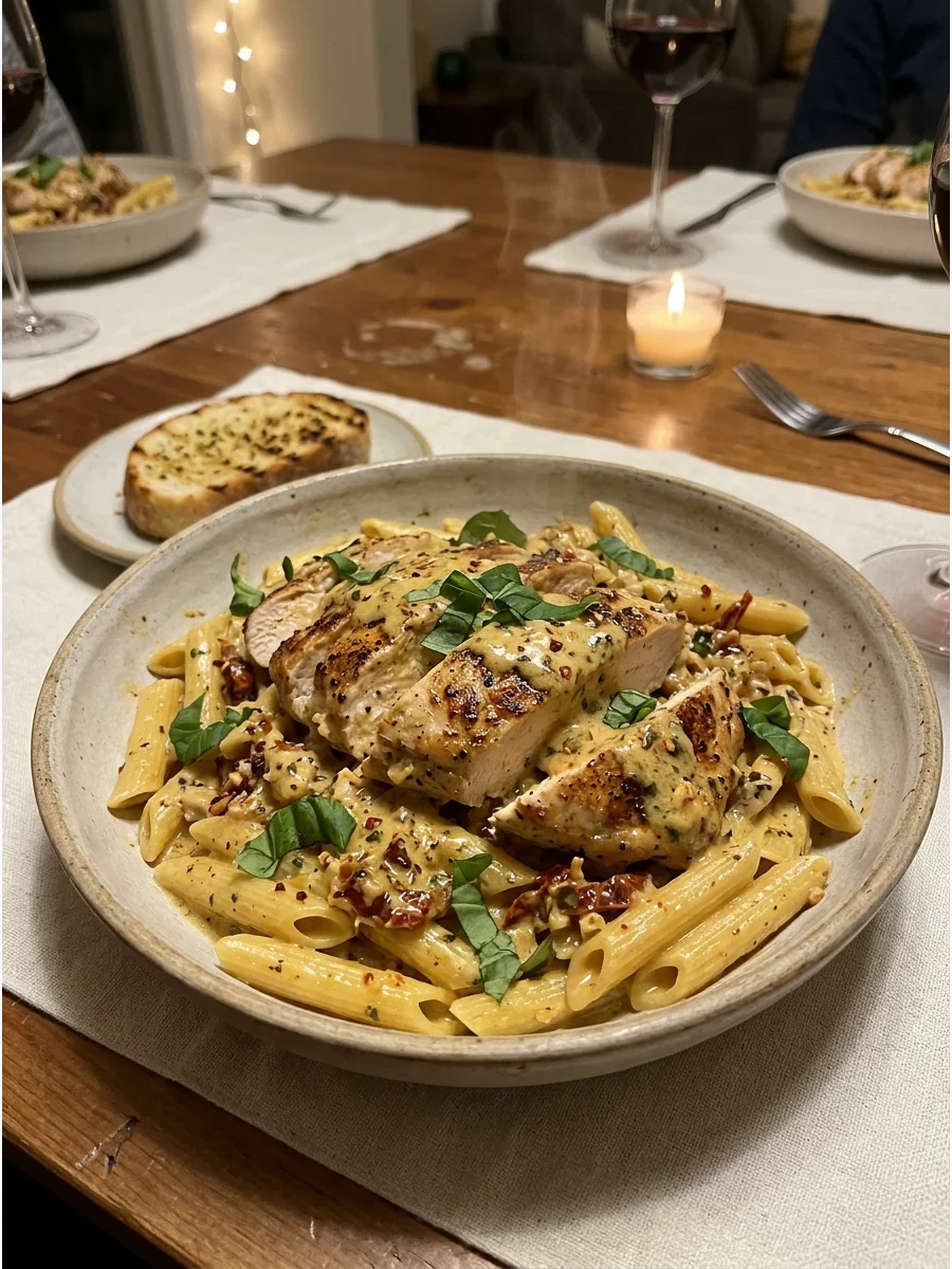 Creamy Marry Me Chicken Pasta. Cook tender chicken breasts in a creamy Parmesan sauce with garlic, herbs, and sun-dried tomatoes. Slice the chicken and serve it over pasta so every