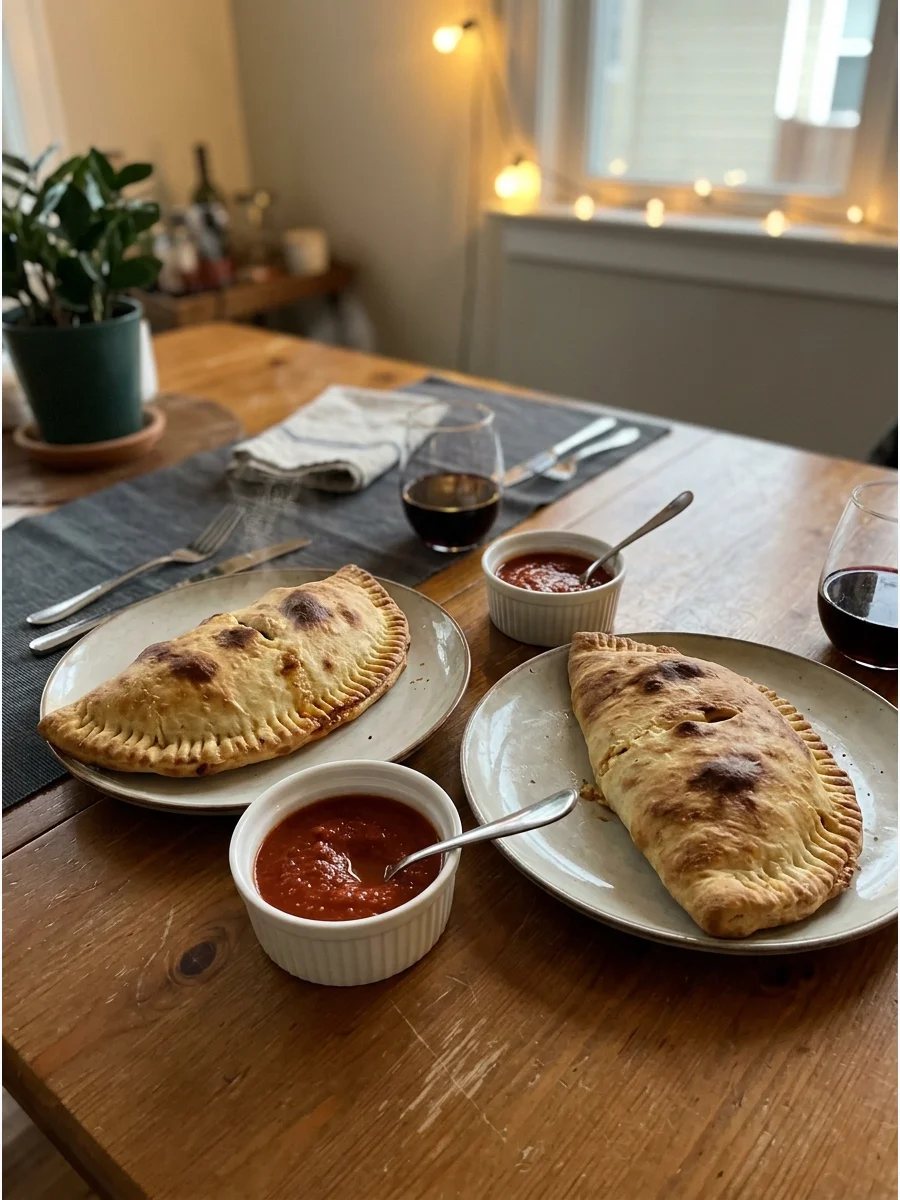 Homemade Calzone Night. Fill pizza dough with ricotta, mozzarella, vegetables, marinara, and your favorite protein. Fold and seal the calzones together before baking. Make two smal
