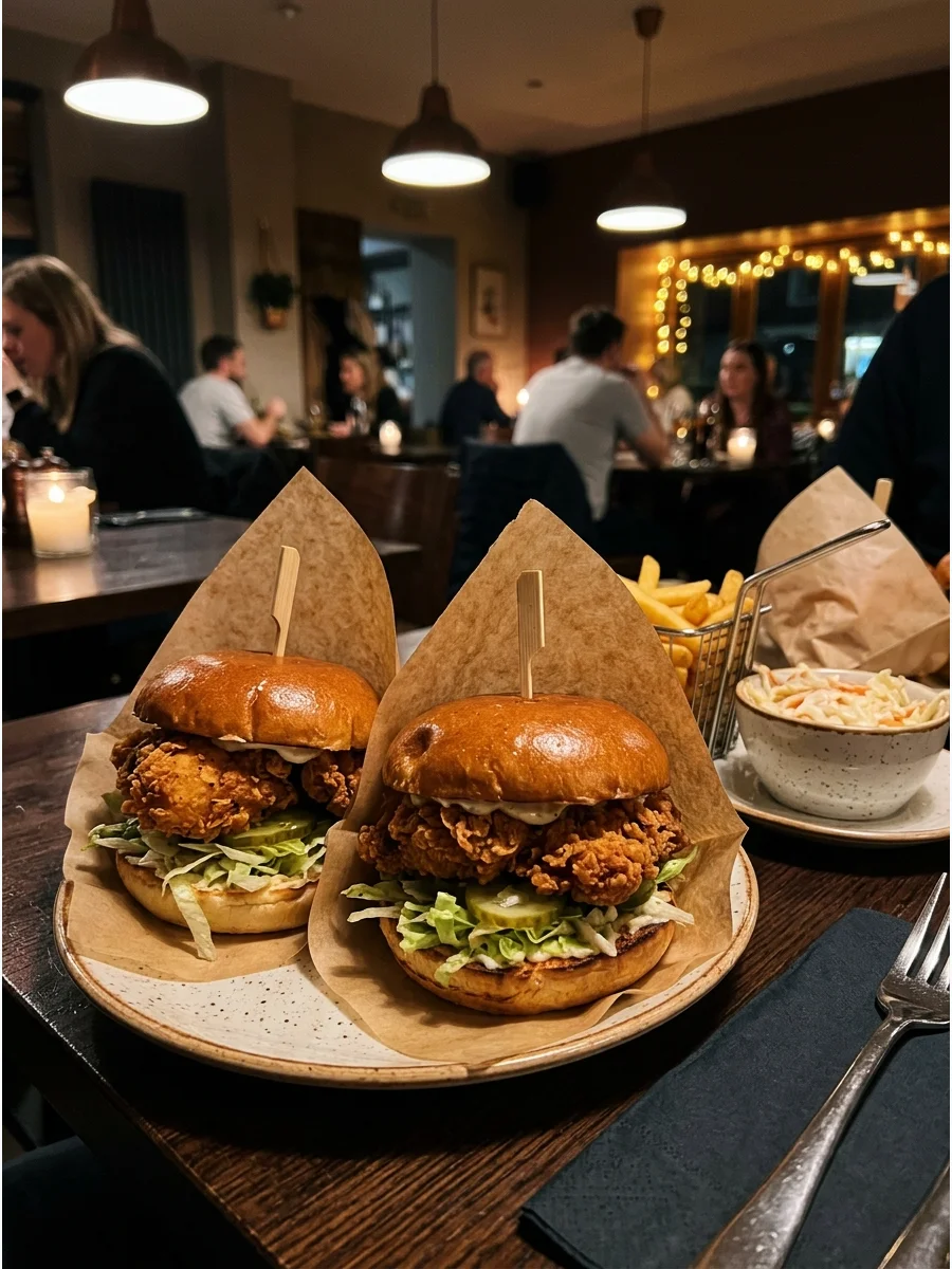 Crispy Chicken Sandwiches. Build sandwiches with crispy chicken, toasted buns, lettuce, pickles, and creamy sauce. Add coleslaw, fries, or onion rings on the side. You can make the