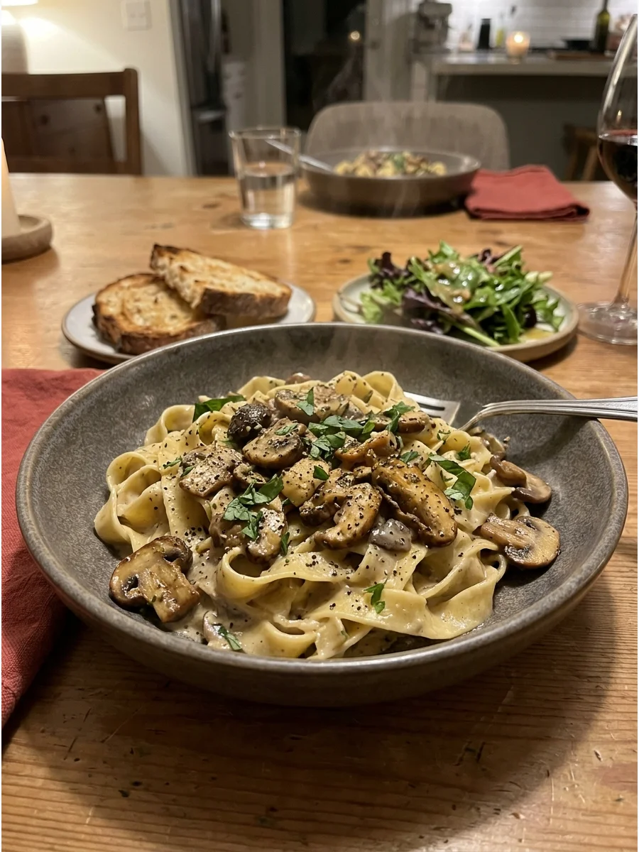 Creamy Mushroom Tagliatelle. Sauté mushrooms with garlic, butter, and herbs before tossing them with wide pasta ribbons and a creamy Parmesan sauce. Use a mixture of mushrooms for