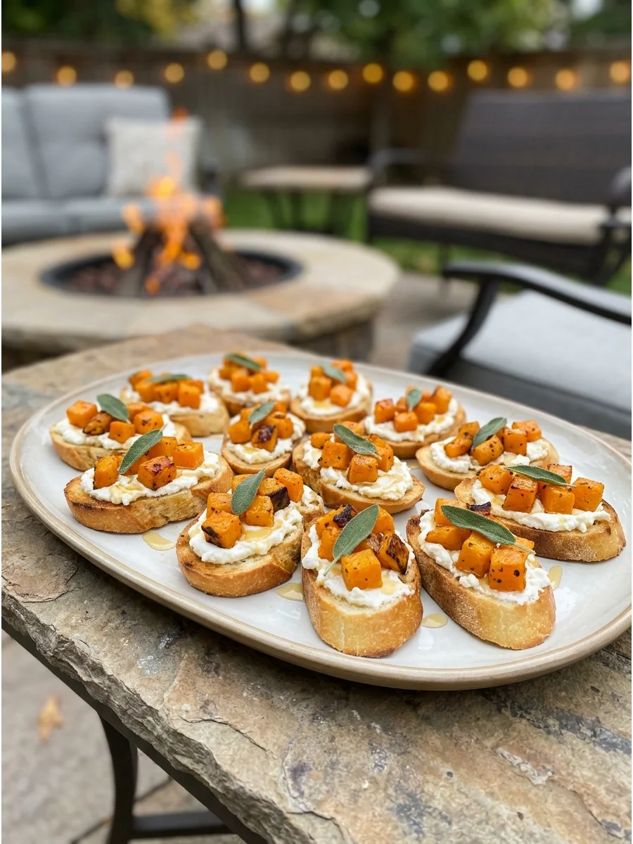 Butternut squash and ricotta crostini.