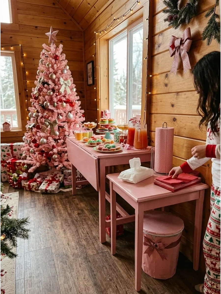 Pink Christmas Friendmas Party support view 1
