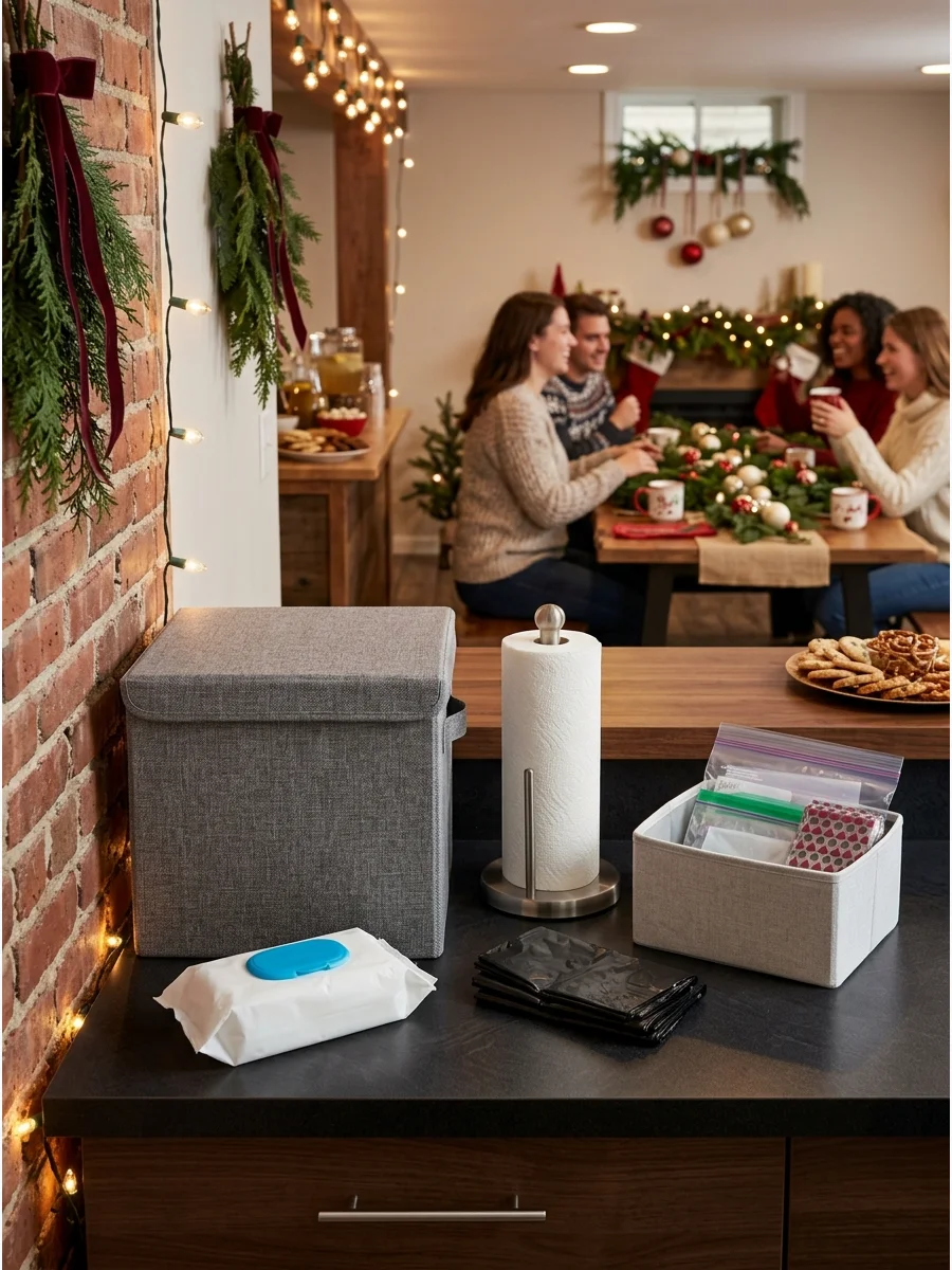 Simple Cleanup Station Friendmas party ideas