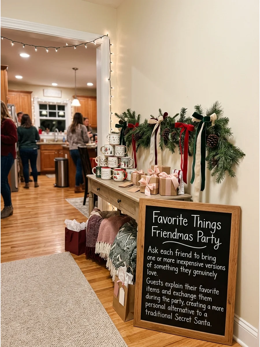 Simple Welcome Detail Friendmas party ideas
