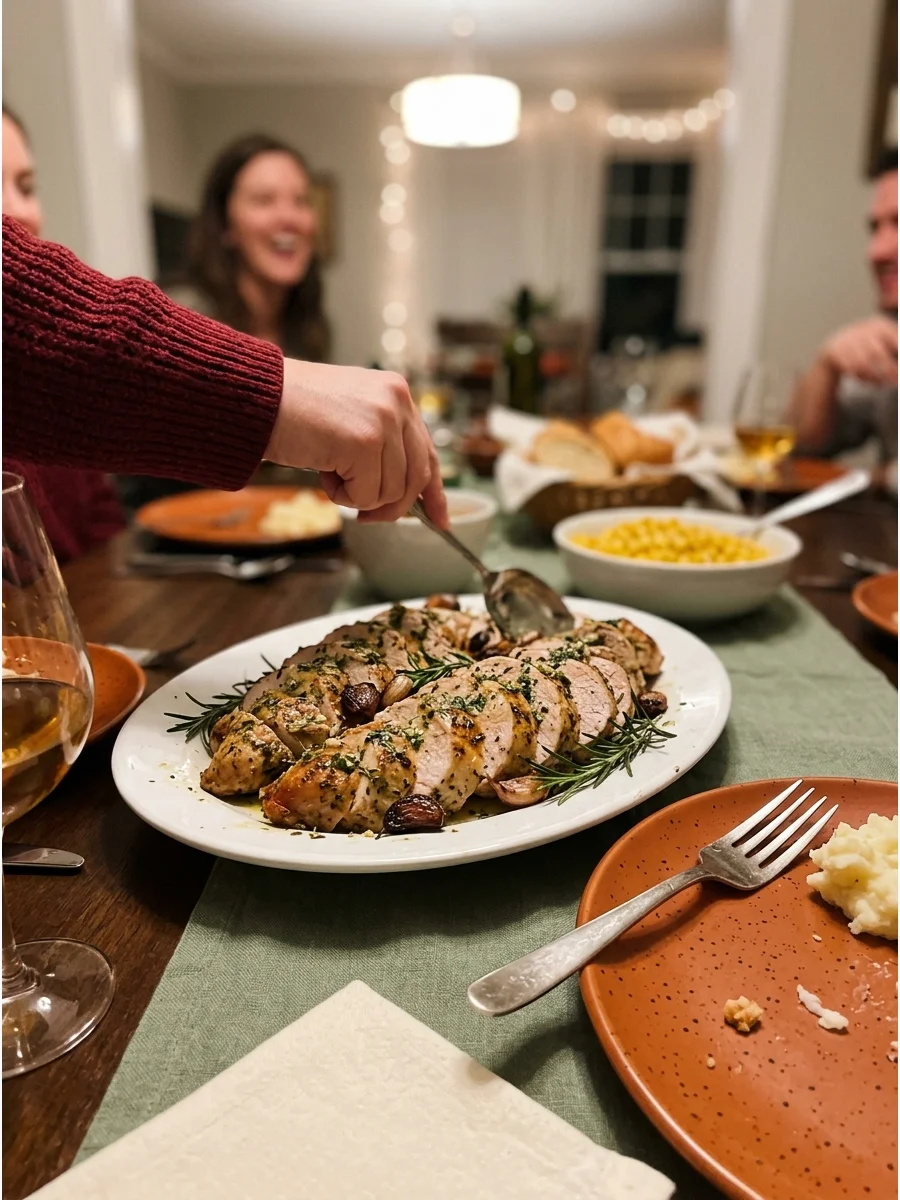 Garlic Herb Turkey Tenderloin. Roast turkey tenderloins with garlic, rosemary, thyme, and butter. This option cooks more quickly than a whole turkey and is easy to slice. Friendsgi
