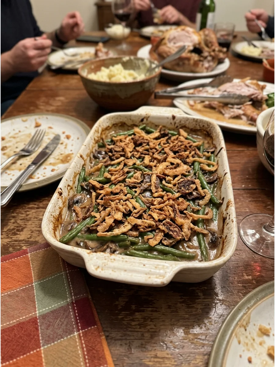 Classic Green Bean Casserole. Combine green beans with creamy mushroom sauce and crispy onions. It remains one of the easiest traditional dishes to bring to Friendsgiving. Friendsg