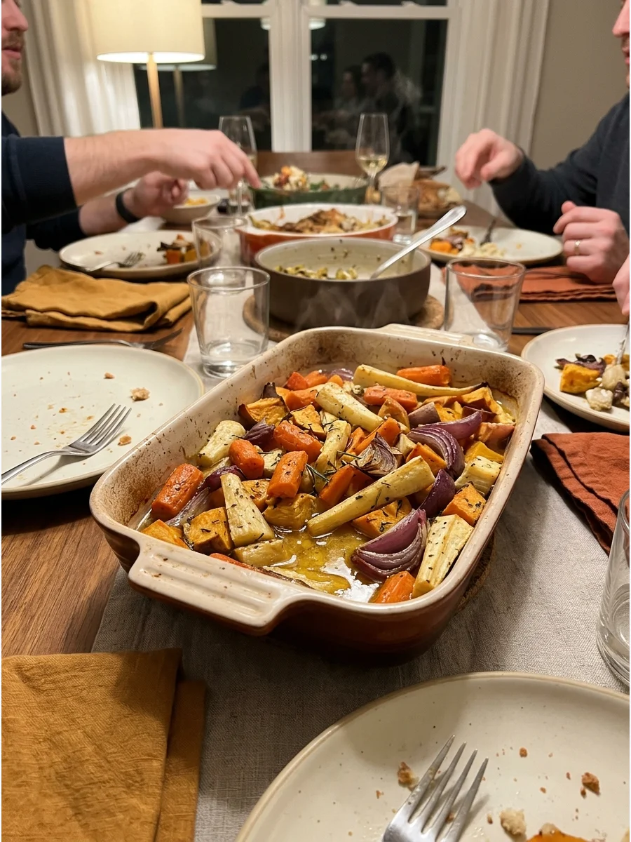 Maple Roasted Root Vegetables. Roast carrots, parsnips, sweet potatoes, and red onions with maple syrup and herbs. The colorful mixture fits beautifully on a fall table. Friendsgiv