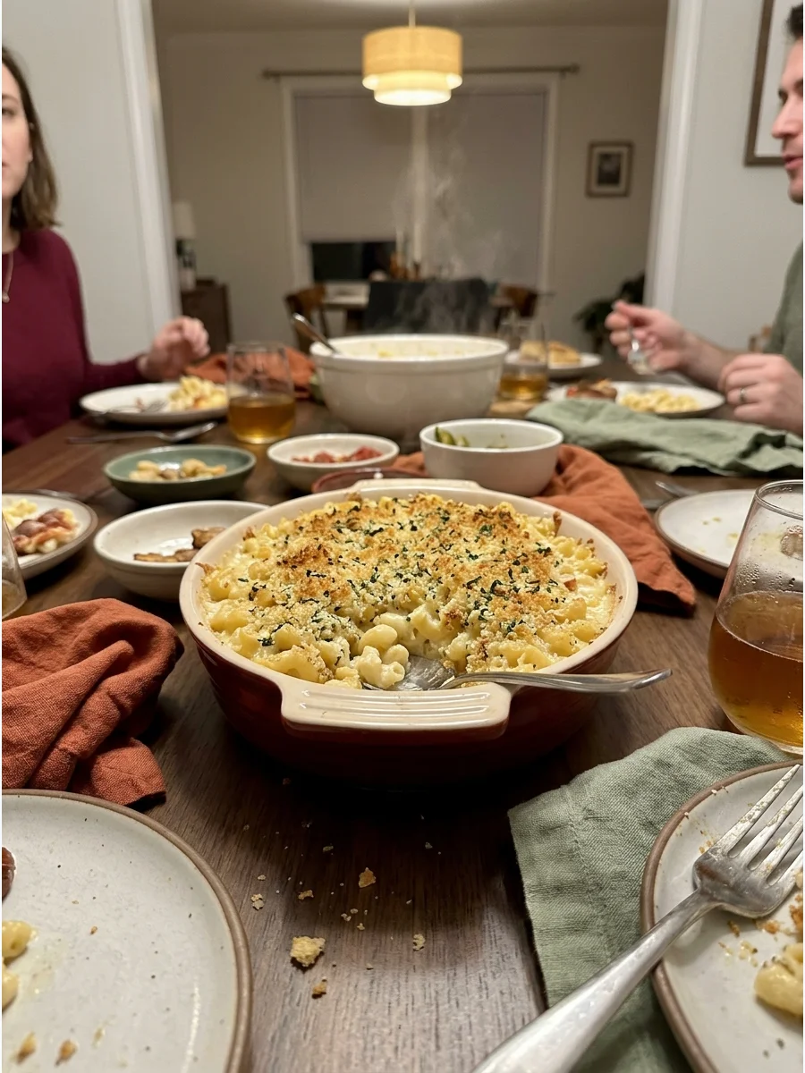 White Cheddar Mac and Cheese. Prepare macaroni with white cheddar, garlic, and a crisp breadcrumb topping. It feels slightly more sophisticated while remaining familiar. Friendsgiv