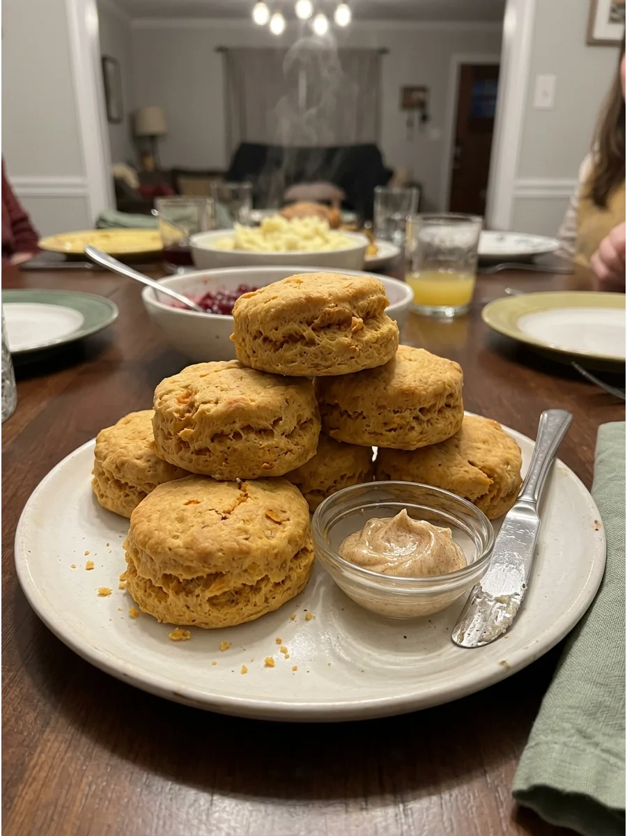 Sweet Potato Biscuits. Add mashed sweet potato to biscuit dough for a soft texture and subtle sweetness. Serve them with cinnamon honey butter. Friendsgiving food ideas