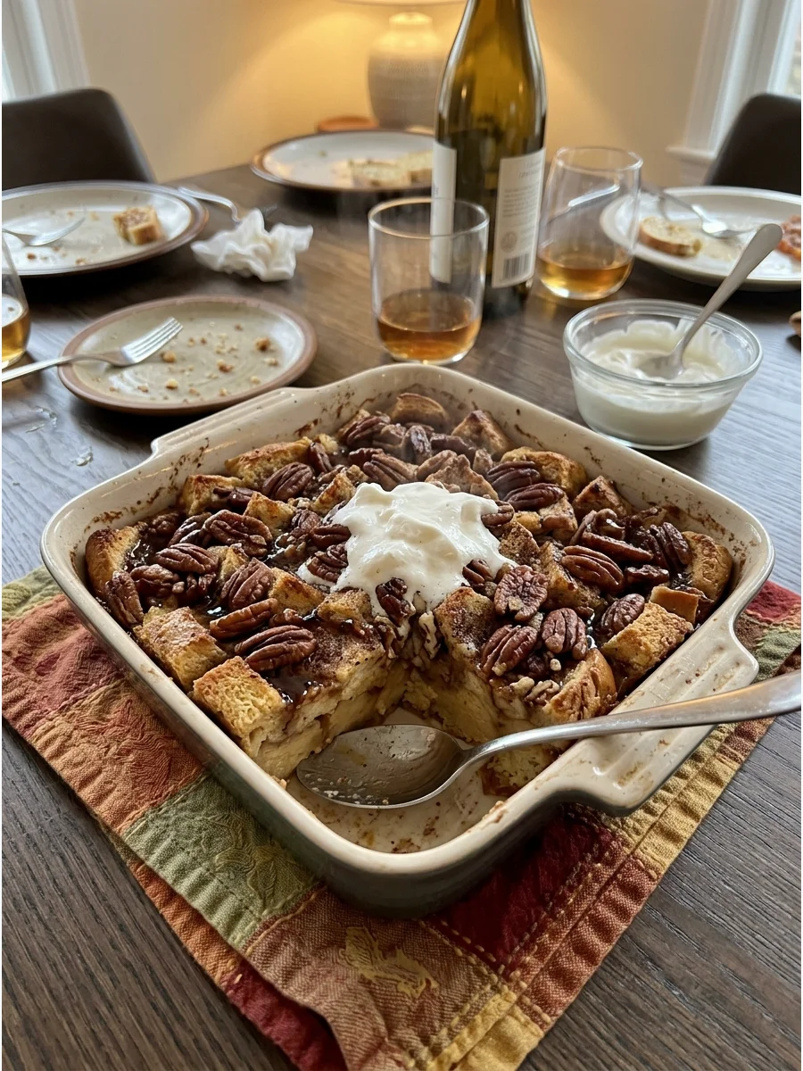Maple Pecan Bread Pudding. Bake cubed bread in a maple custard with cinnamon and pecans. Serve it warm with caramel sauce or whipped cream. Friendsgiving food ideas