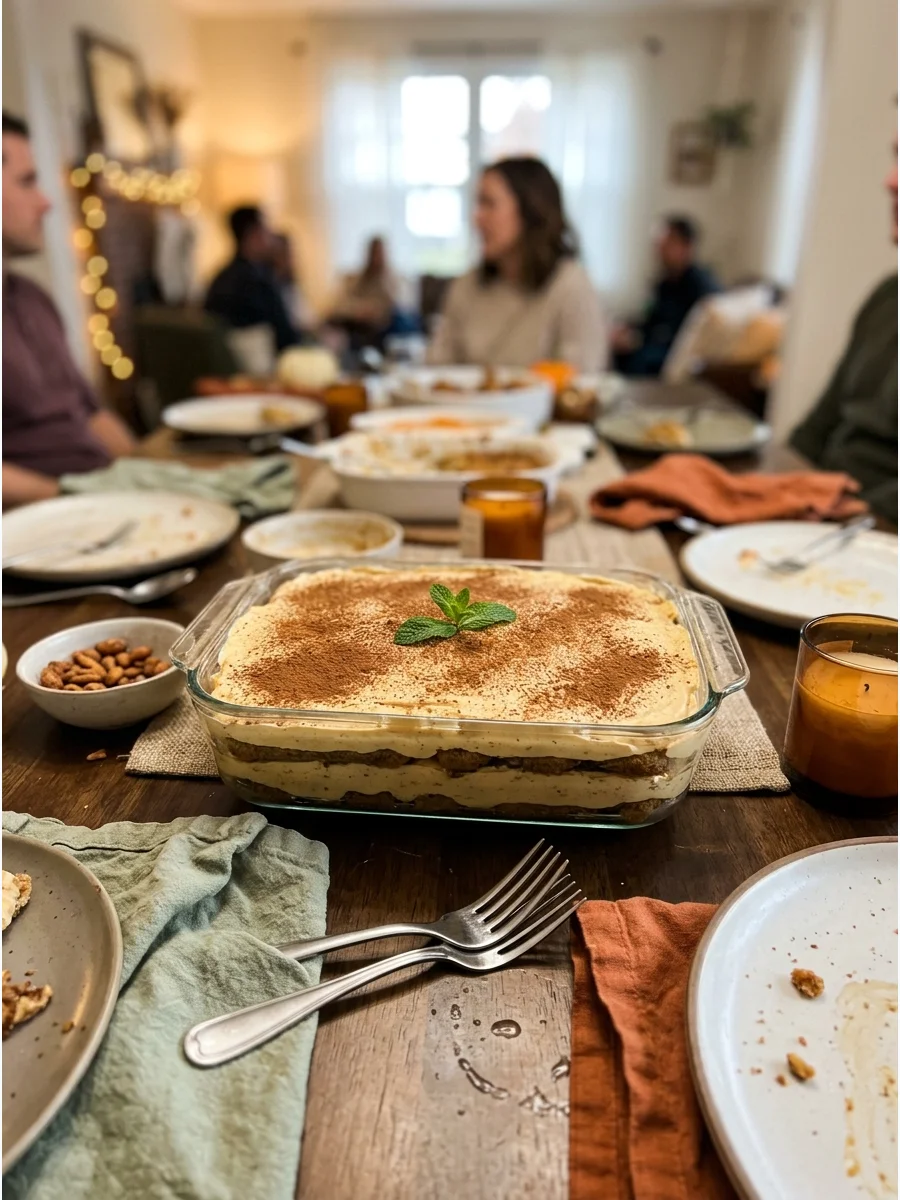 Pumpkin Tiramisu. Layer spiced pumpkin mascarpone filling with coffee-soaked cookies. Chill it overnight for an easy make-ahead dessert. Friendsgiving food ideas