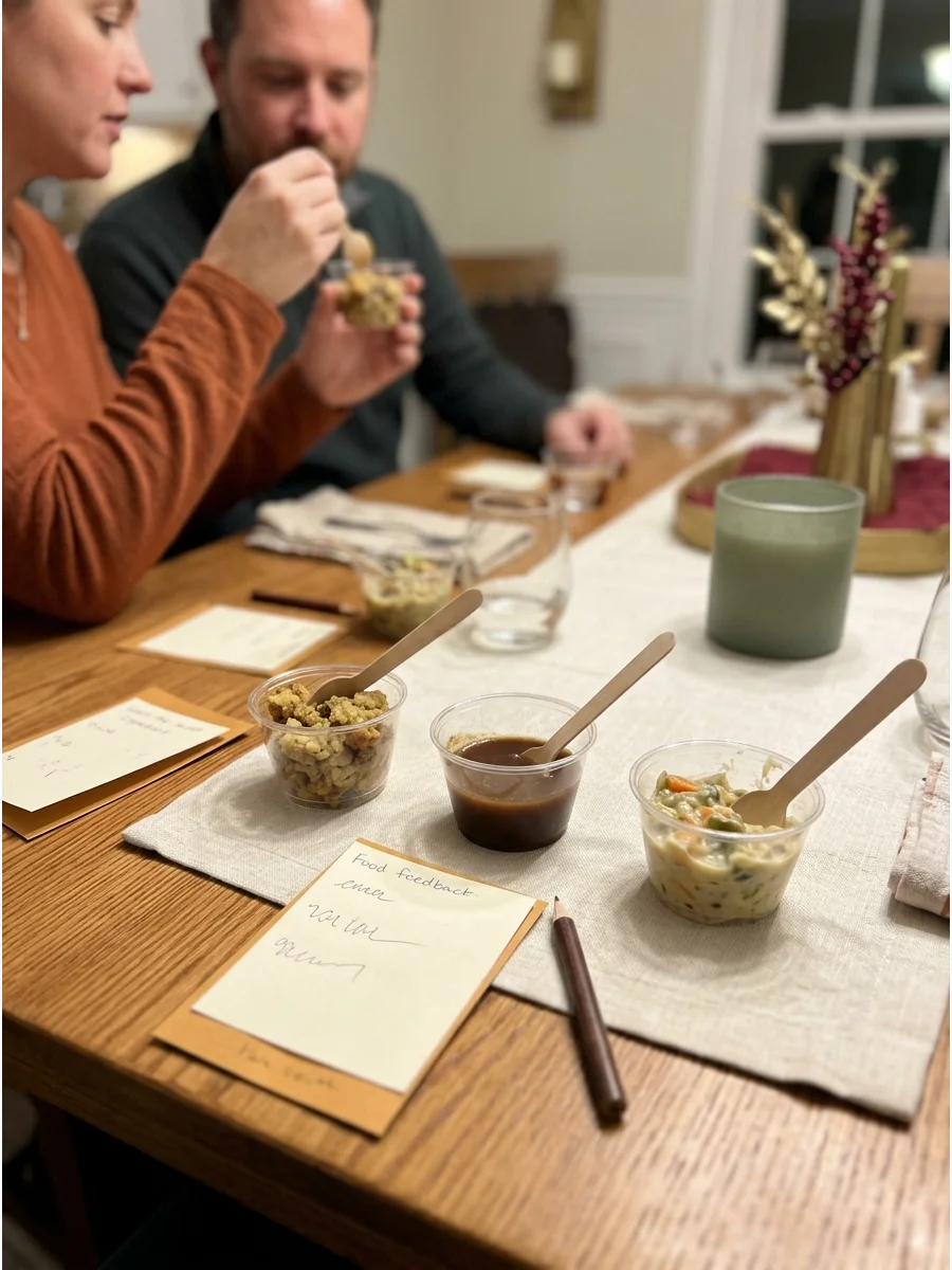 Guess the Secret Ingredient. Serve small samples of familiar Friendsgiving foods containing one unexpected ingredient. Guests taste each sample and try to identify the mystery addi