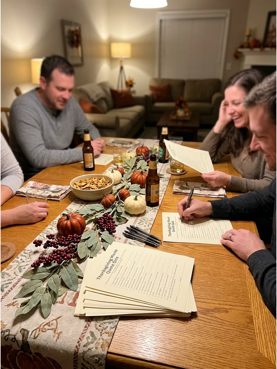 Thanksgiving Movie Quote Quiz. Read quotes from popular Thanksgiving episodes, fall movies, and family comedies. Players must identify the movie, television show, or character. Fri