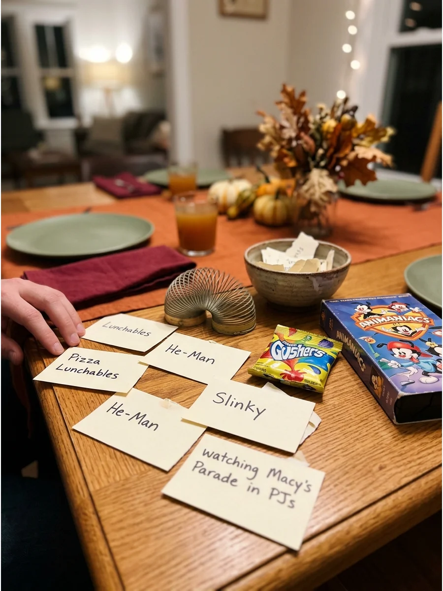 Guess the Childhood Favorite. Before the party, ask each guest to submit a favorite childhood food, television show, toy, or holiday tradition. Read the answers aloud and let the g