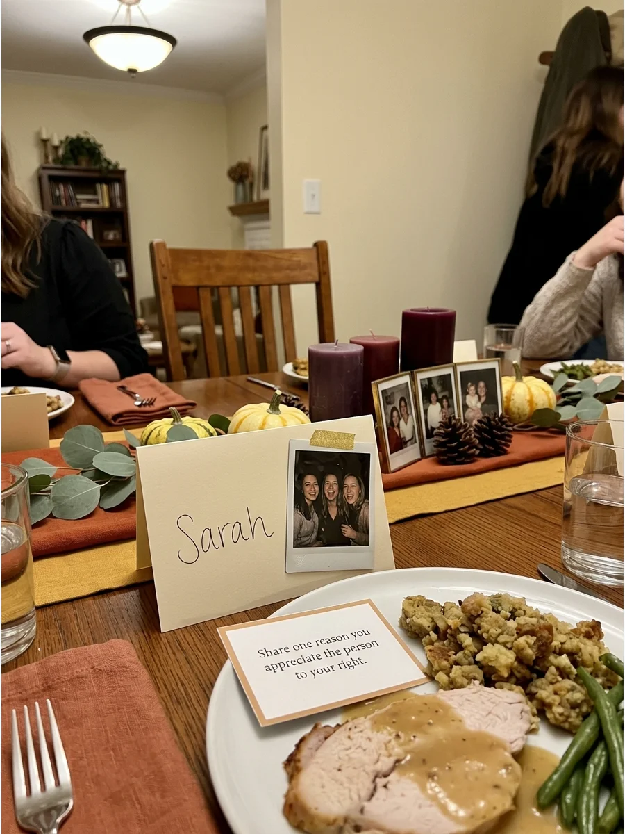 Chosen Family Friendsgiving. Focus the celebration on the friendships and memories that connect the group. Display photographs, write personal place cards, and invite everyone to s