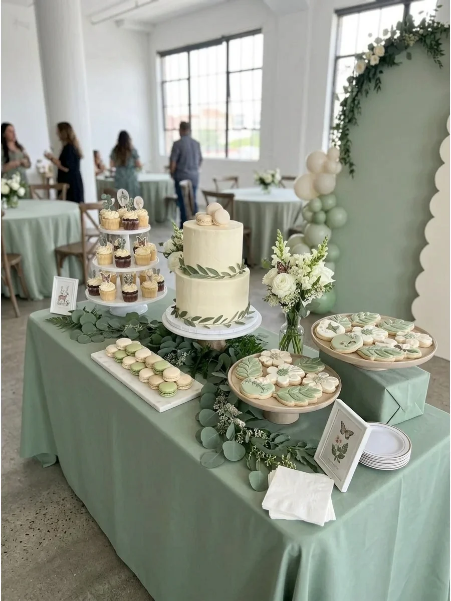 Botanical Baby Shower Dessert Table support view 1