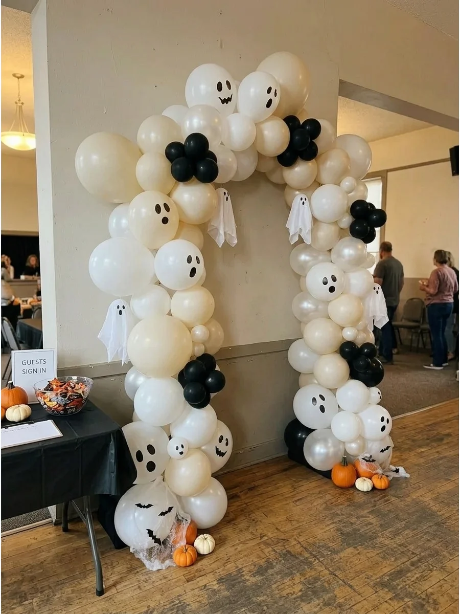 Ghost Balloon Arch Backdrop support view 1