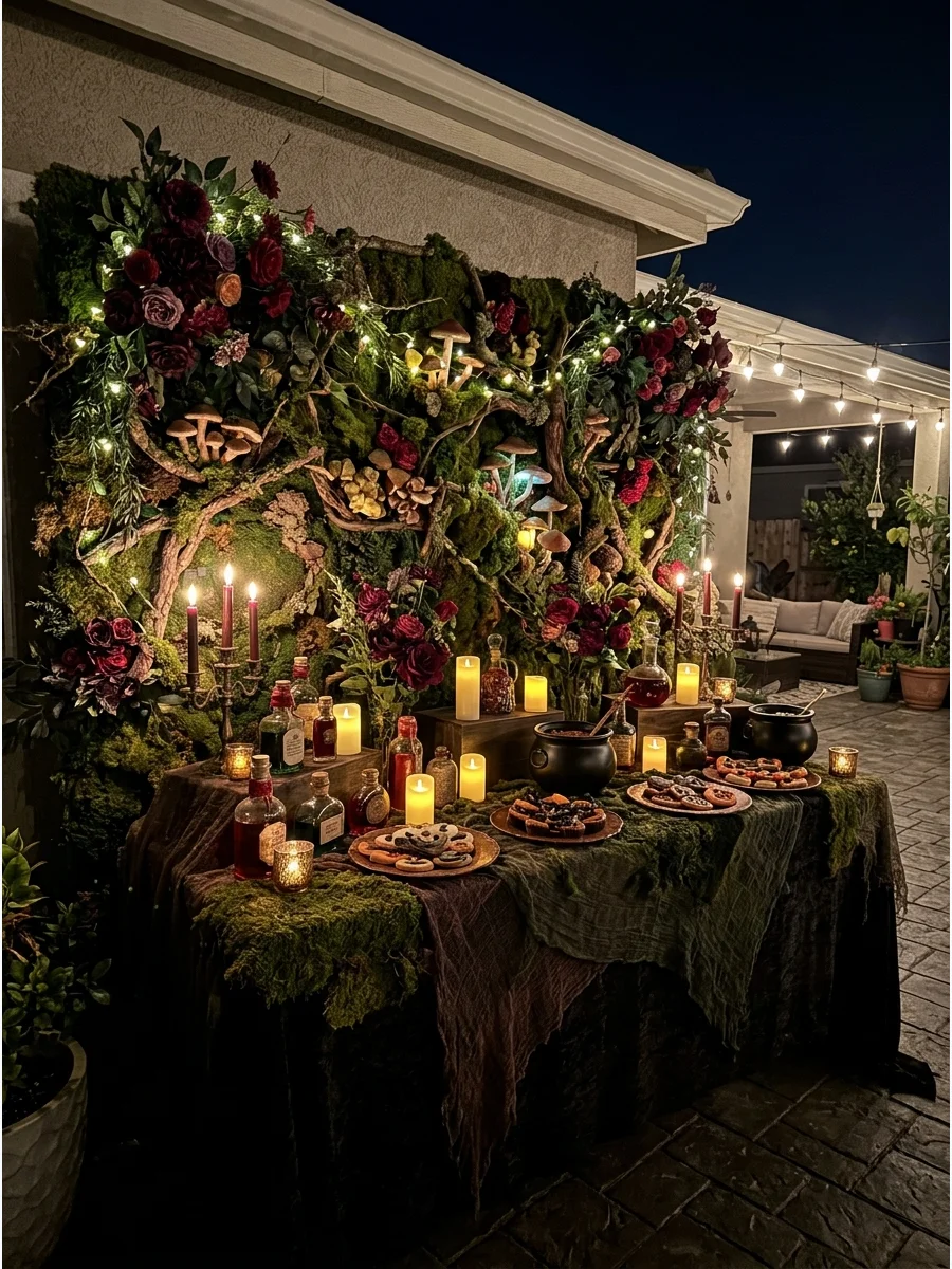 Table Setup halloween backdrop ideas
