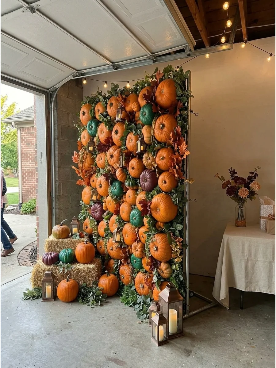 Outdoor Pumpkin Wall Backdrop support view 1