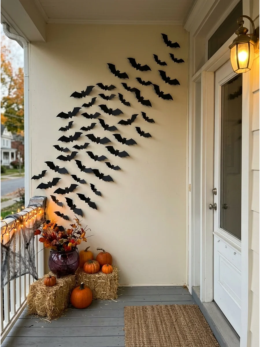 Black Bat Halloween Backdrop support view 1