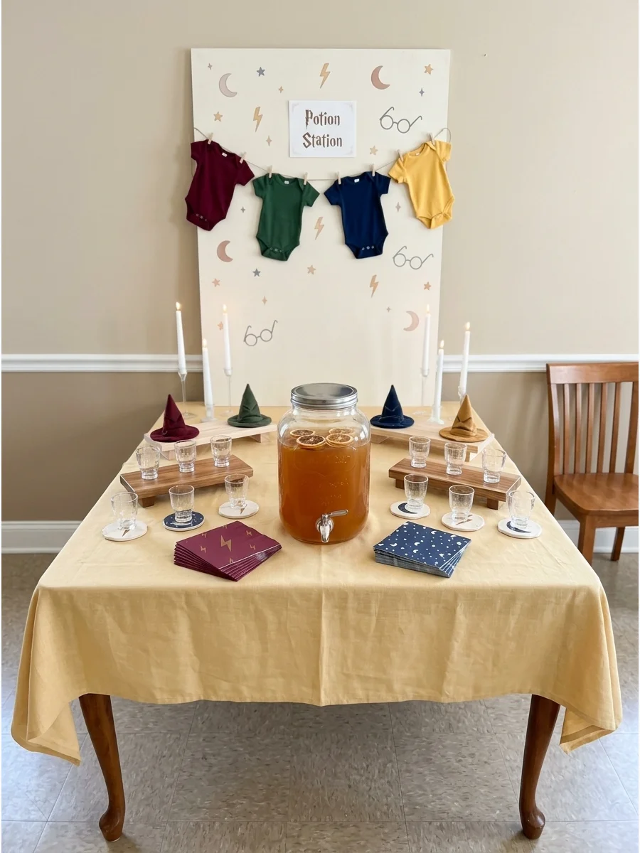 Theme Drink Station harry potter baby shower ideas