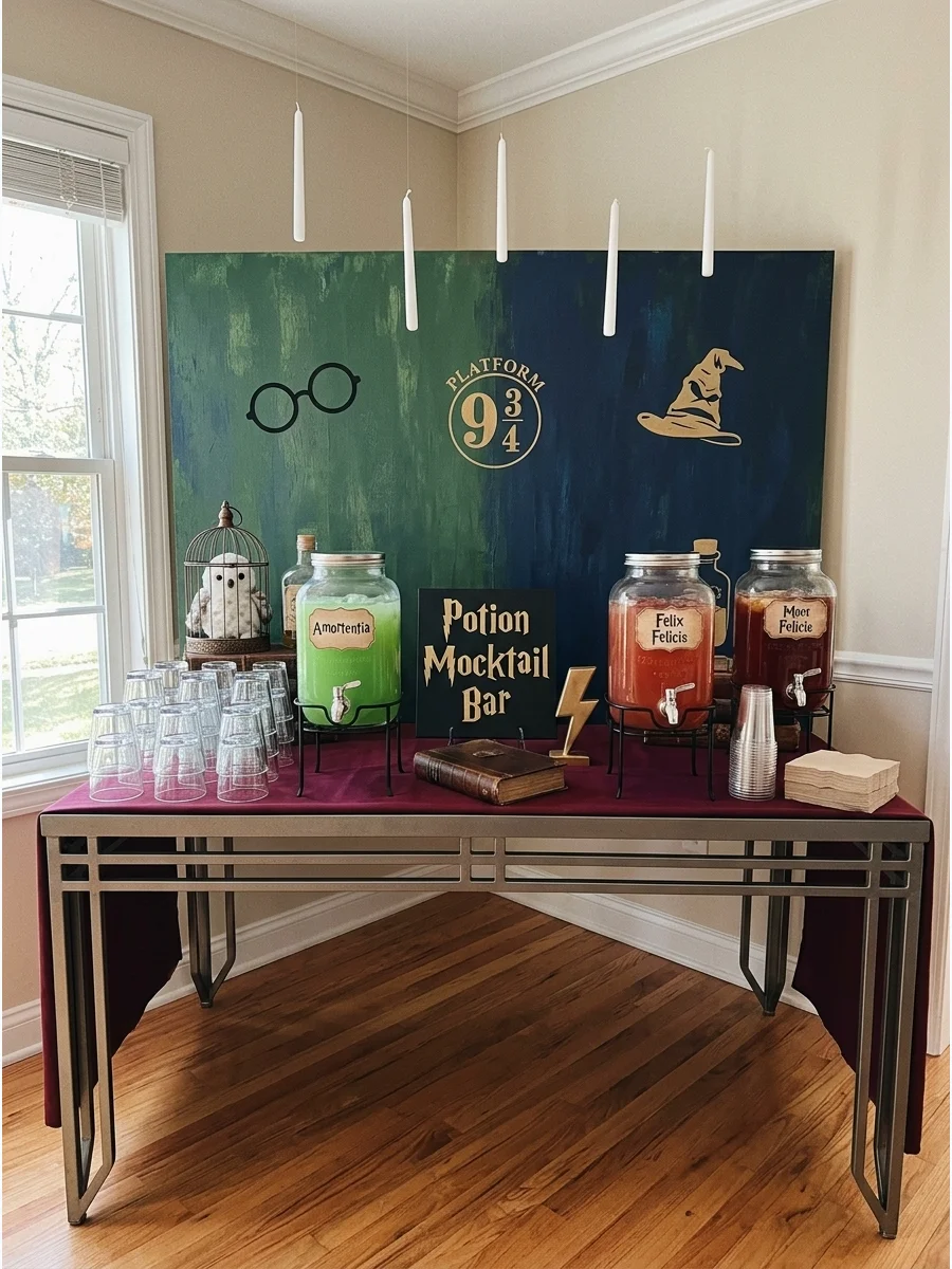 Theme Drink Station harry potter baby shower ideas