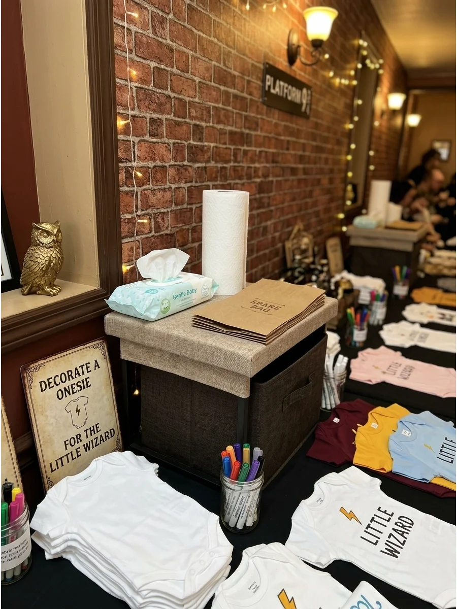 Simple Cleanup Station harry potter baby shower ideas
