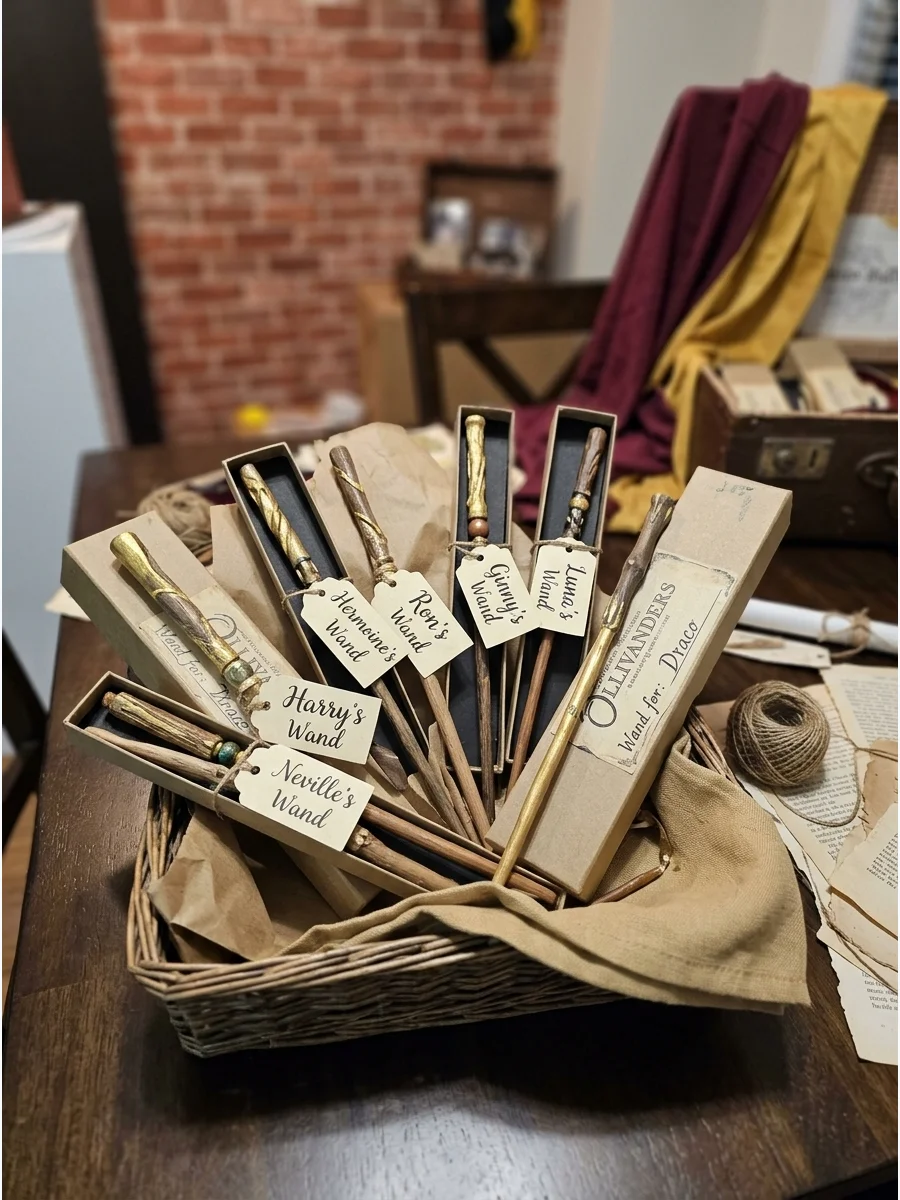 Personalized Wand Party Favors. Let each guest take home the wand they decorated during the party, packaged with a small name tag or wand box. Harry Potter Birthday Party Ideas