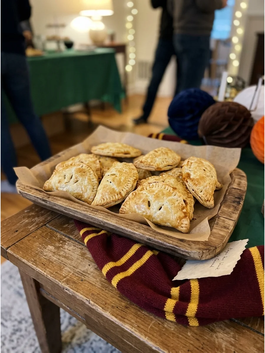 Pumpkin Pasties. Serve flaky handheld pumpkin-filled pastries inspired by one of the foods associated with the Hogwarts Express. Pumpkin pasties continue to appear prominently in c