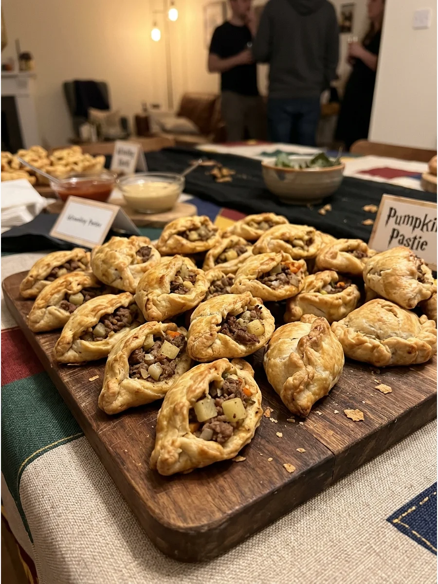 Mini Cornish Pasties. Make bite-size savory pasties filled with beef and vegetables for a more traditional British-inspired Hogwarts feast option. harry potter party food