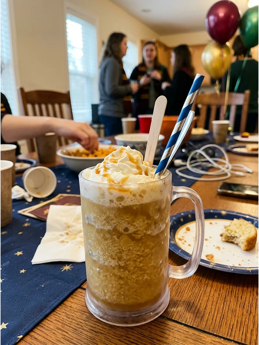 Frozen Butterbeer. Serve a frozen version of the classic drink for summer Harry Potter birthday parties. harry potter party food