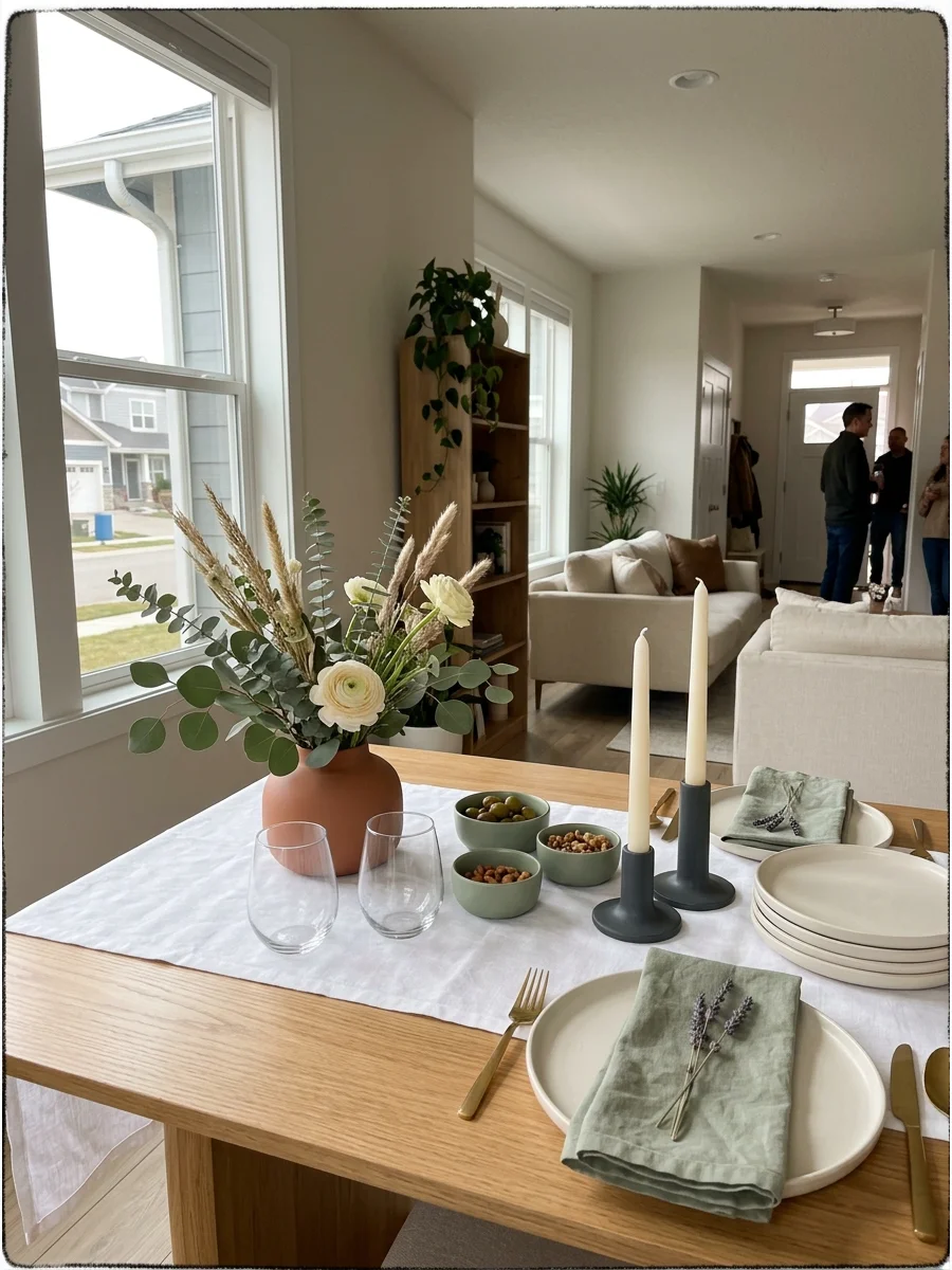 Modern Minimalist Tablescape. Choose crisp white linens, simple glassware, modern candles, and one restrained floral arrangement. This works particularly well when you want guests