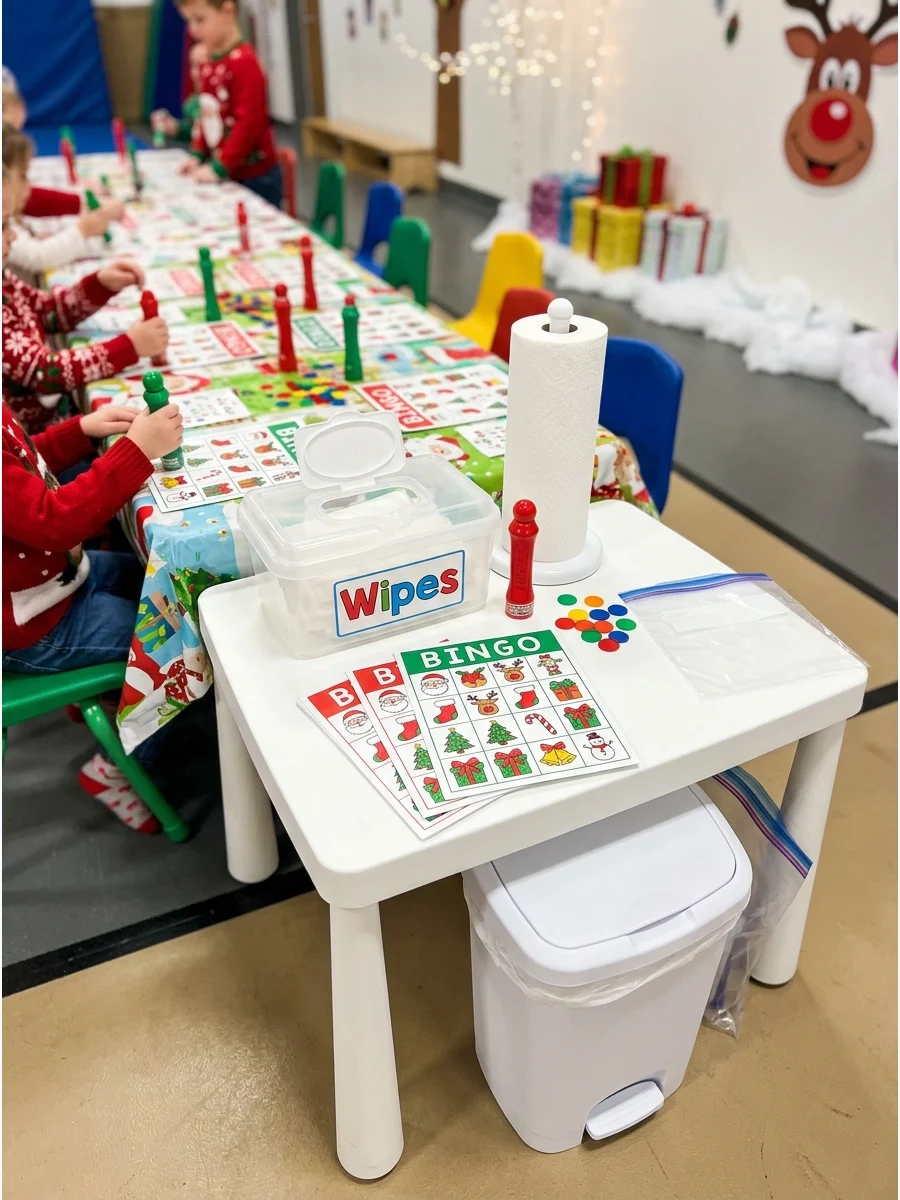 Simple Cleanup Station kids christmas party
