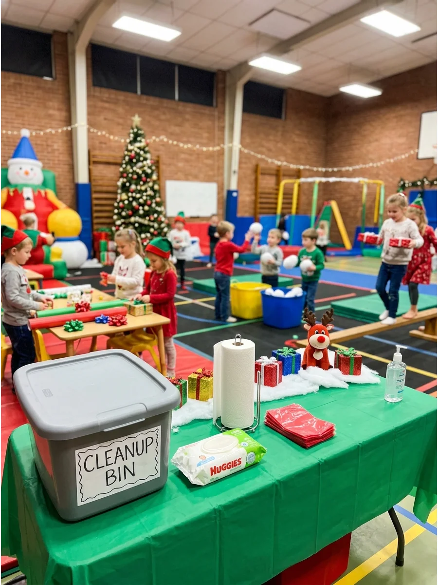Simple Cleanup Station kids christmas party