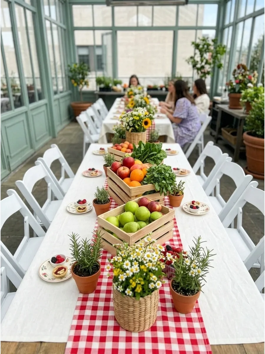 Gingham Farmers Market Tablescape support view 1