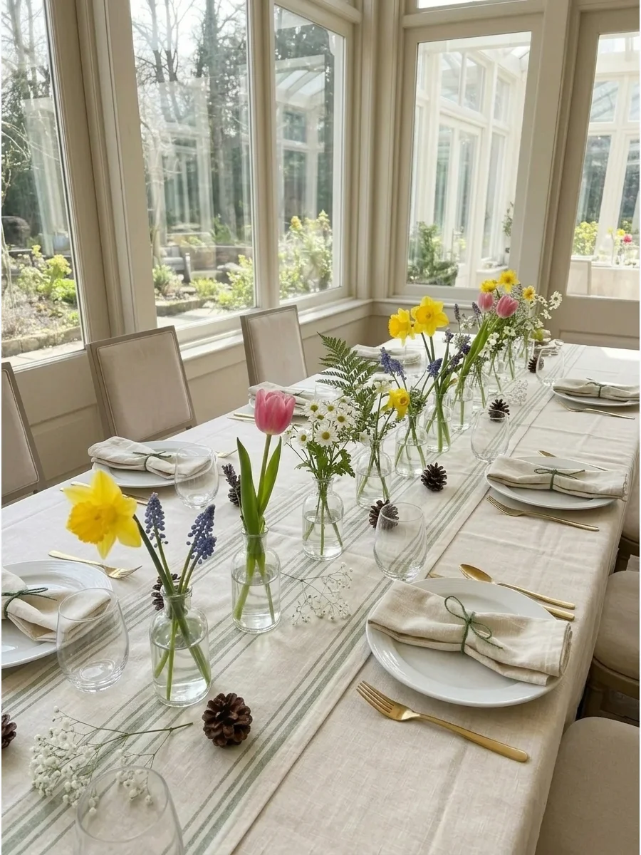 Spring Garden Tablescape With Bud Vases support view 1