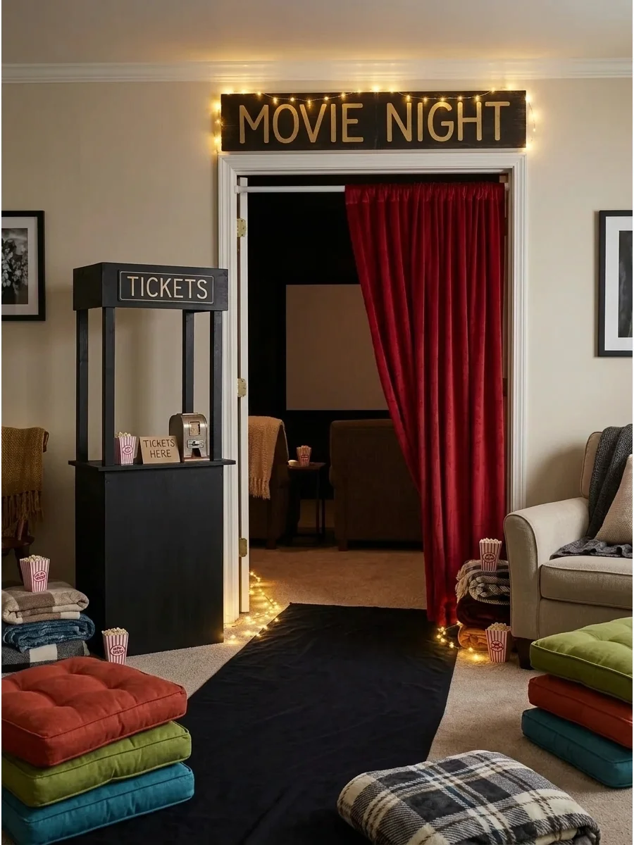 DIY Movie Theater Entrance support view 2