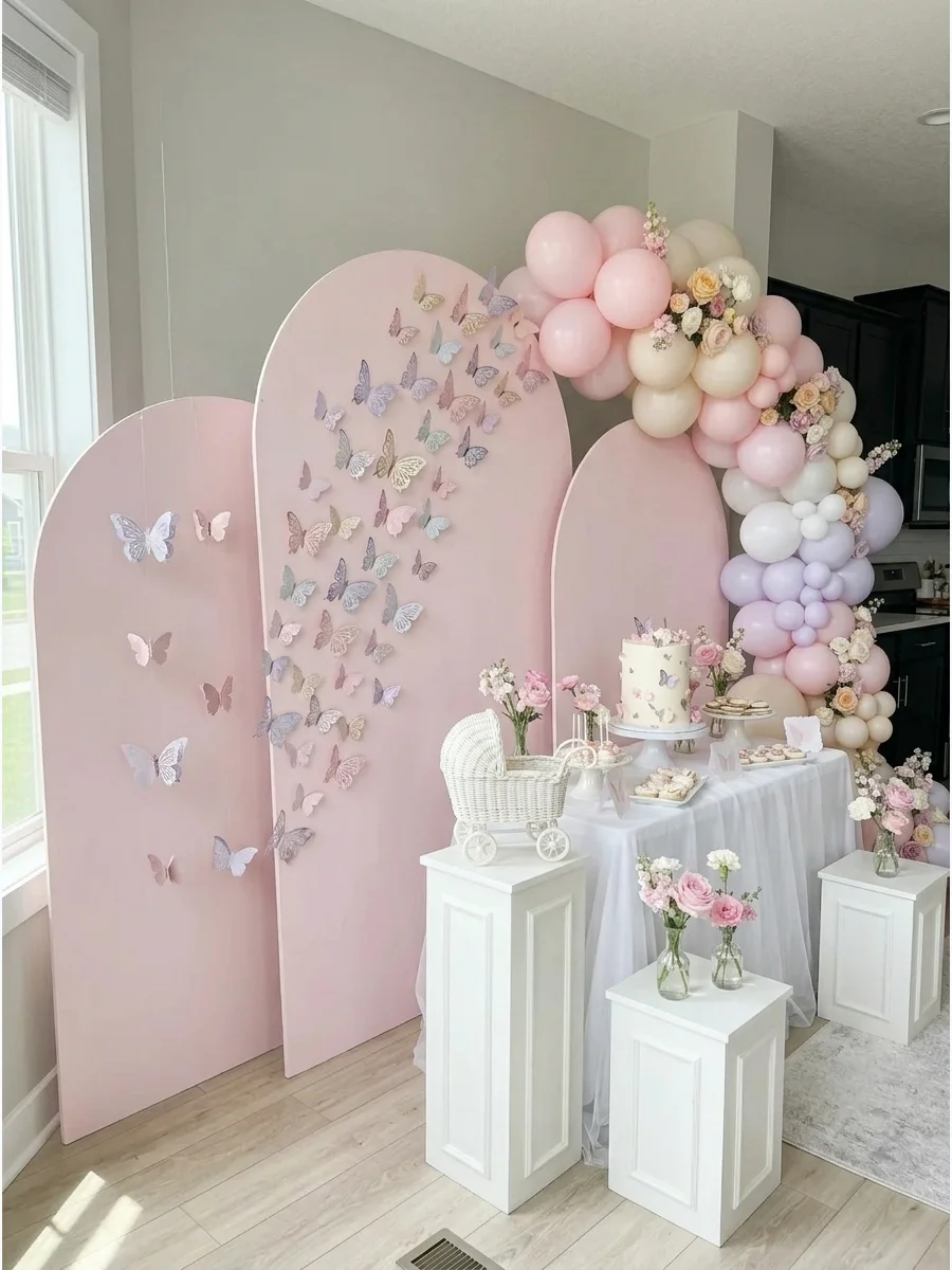 Pink Butterfly Twin Girls Baby Shower support view 1