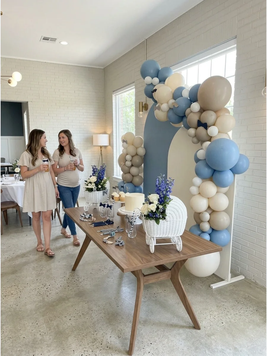 Little Man Twice Twin Boys Baby Shower support view 1